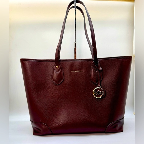 Michael Kors Jet Set Travel Saffiano Leather Tote Bag -Merlot - Picture 1 of 9